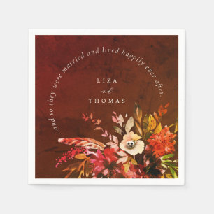 Serviette En Papier Chute Floral Boho Rustique Heureux Jamais Après Ma