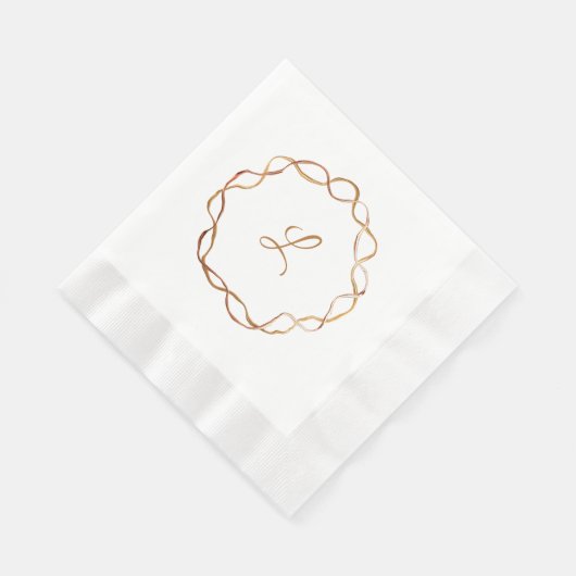 Serviette En Papier Chute Gold Wreath Monogramme Papier Napkin (Coin)