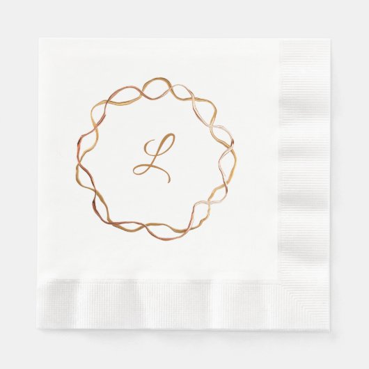 Serviette En Papier Chute Gold Wreath Monogramme Papier Napkin (Devant)