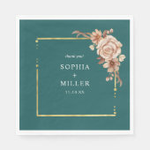 Serviette En Papier Chute Turquoise Aquarelle Terracotta mariage Flora (Devant)