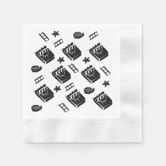 Serviette En Papier Ciak Motif avec symboles de cinéma et plateau de p