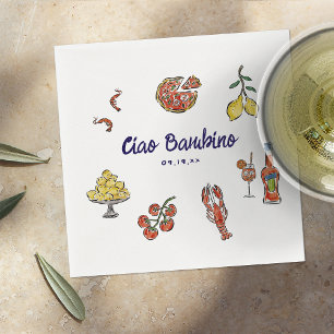 Serviette En Papier Ciao Bambino Baby Shower Méditerranéen Italien