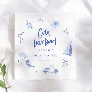 Serviette En Papier Ciao Bambino Méditerranéen Garçon Baby Shower Bleu