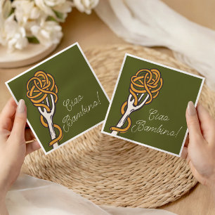 Serviette En Papier Ciao Bambino Pâtes Italiennes Baby Shower d'Été