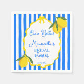 Serviette En Papier Ciao bella bleu rayures citrons nuptiale (Devant)