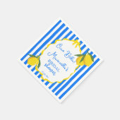Serviette En Papier Ciao bella bleu rayures citrons nuptiale (Coin)