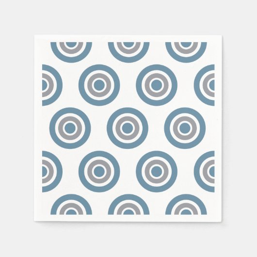 Serviette En Papier Cible Motif Bleu Gris Blanc Cocktail Napkins (Devant)