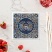 Serviette En Papier Ciboulette égyptienne dorée et marbre bleu (En situation)
