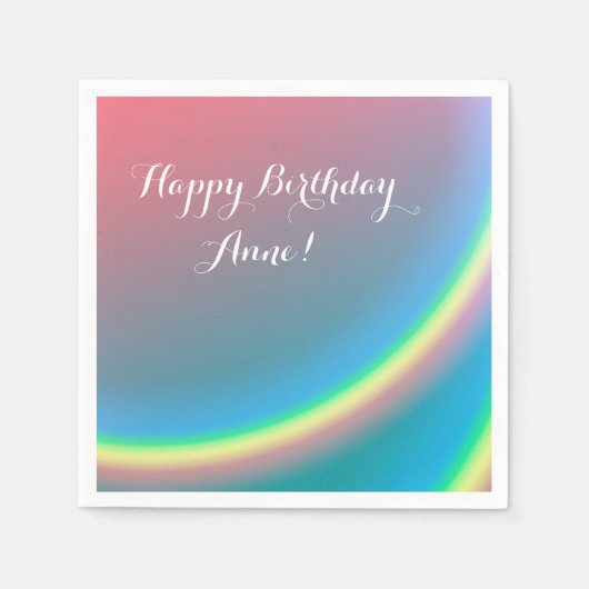 Serviette En Papier Ciel arc-en-ciel Joyeux Anniversaire Personnalisé  (Devant)