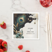 Serviette En Papier Ciel Asiatique Rustique Plume Paon Nuage Mariage (En situation)