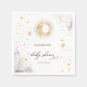 Serviette En Papier Ciel Baby Shower Soleil,Lune,Etoiles 