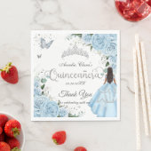 Serviette En Papier Ciel bleu Floral Princesse Robe Argent Quinceañera (En situation)