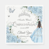 Serviette En Papier Ciel bleu Floral Princesse Robe Argent Quinceañera (Devant)