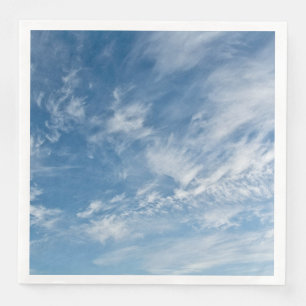 Serviette En Papier Ciel Bleu Nuages Blancs Dispersés Motif Bleu