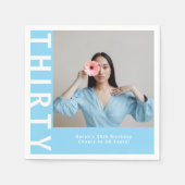 Serviette En Papier Ciel bleu personnalisé 30e anniversaire de fête Na (Devant)