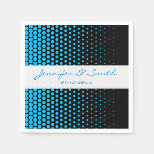 Serviette En Papier Ciel bleu Polka Point Noir moderne (Devant)