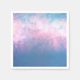 Serviette En Papier Ciel de barbe à papa cosmique étoilé rose et bleu