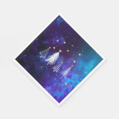 Serviette En Papier Ciel de Noël, Bleu, Blanc, Étoiles, Papier de fête (Coin)