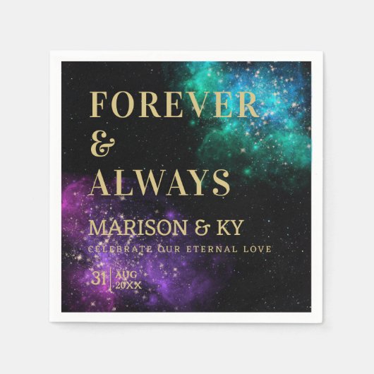 Serviette En Papier Ciel de nuit rose Turquoise Nebula Star Mariage (Devant)