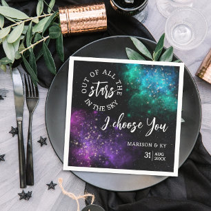 Serviette En Papier Ciel de nuit rose Turquoise Nebula Star Mariage