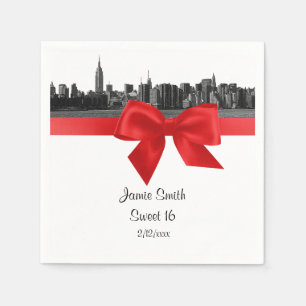 Serviette En Papier Ciel de NYC Large en Noir et Blanc Rouge Sweet Six