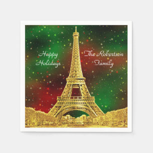 Serviette En Papier Ciel de Paris en or #2 Noël étoilé