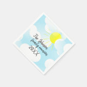 Serviette En Papier Ciel d'été bleu soleil avec nuages Réunion en fami (Coin)