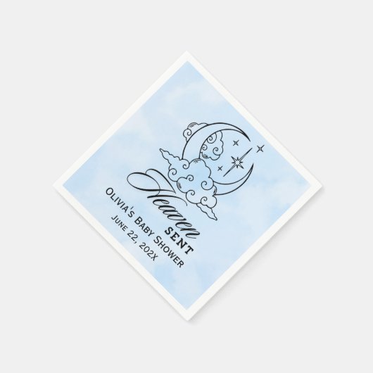 Serviette En Papier Ciel envoyé Baby shower Blue Moon Stars (Coin)