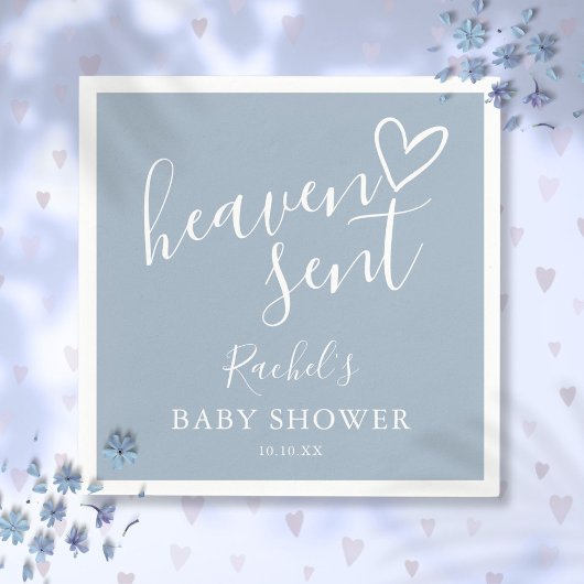 Serviette En Papier Ciel envoyé Script Dusty Blue Boy Baby shower