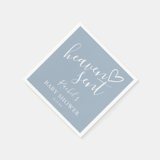 Serviette En Papier Ciel envoyé Script Dusty Blue Boy Baby shower (Coin)