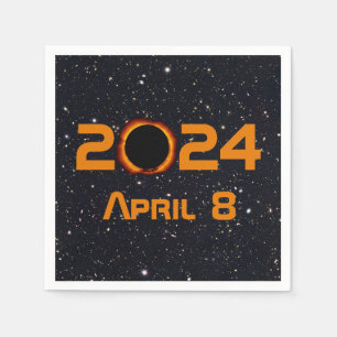 Serviette En Papier Ciel étoilé de date totale de l'éclipse 2024