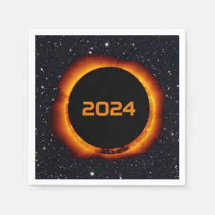 Serviette En Papier Ciel étoilé de date totale de l'éclipse 2024