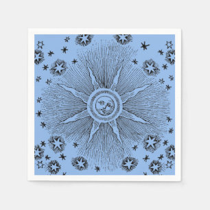 Serviette En Papier Ciel Nocturne Antique Étoiles Soleil Zodiaque Médi