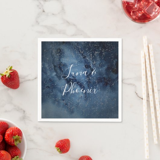 Serviette En Papier Ciel nocturne céleste | Serviettes Mariage en arge (En situation)