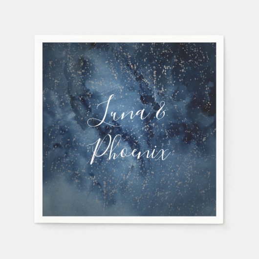 Serviette En Papier Ciel nocturne céleste | Serviettes Mariage en arge (Devant)