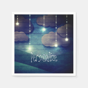 Serviette En Papier Ciel nocturne rêve étoile suspendu brillant bleu r