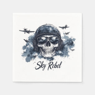 Serviette En Papier Ciel Rebel avec casque pilote et lunettes de solei
