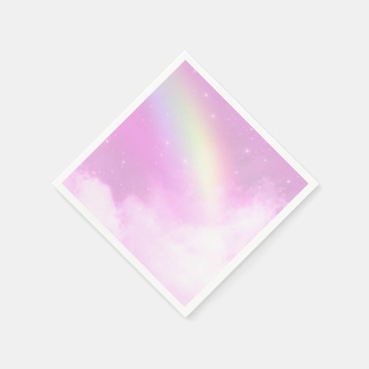 Serviette En Papier Ciel rose pastel avec arc-en-ciel jaune (Coin)