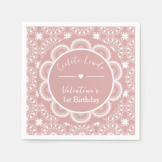 Serviette En Papier Cielito Lindo 1er Anniversaire Rose