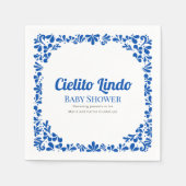 Serviette En Papier Cielito Lindo Blue Talavera Floral Baby Shower (Devant)