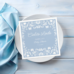 Serviette En Papier Cielito Lindo Talavera Baby shower bleu mexicain