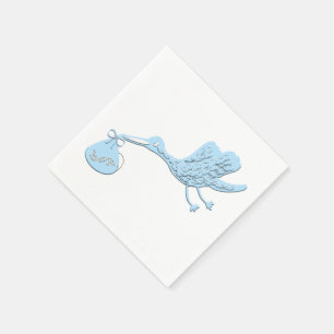 Serviette En Papier Cigogne bleue livrant le garçon