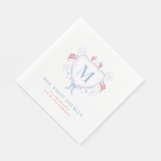 Serviette En Papier Cimetière 4 juillet barbecue rouge, blanc et bleu (Coin)