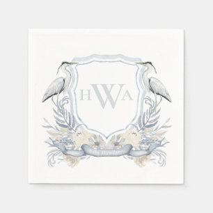 Serviette En Papier Cimetière de Monogramme de Héron Bleu
