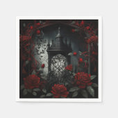 Serviette En Papier Cimetière gothique Jardin Rose avec Rouge et Noir (Devant)