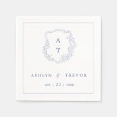 Serviette En Papier Cimetière Mariage Monogram bleu (Devant)