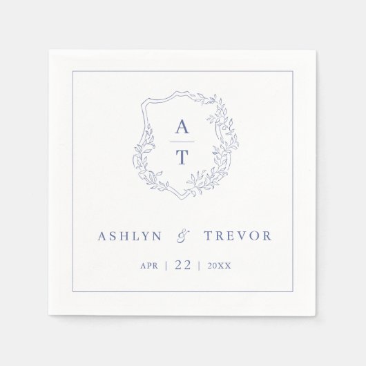 Serviette En Papier Cimetière Mariage Monogram bleu (Devant)