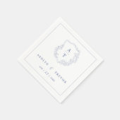 Serviette En Papier Cimetière Mariage Monogram bleu (Coin)