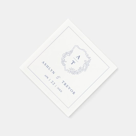 Serviette En Papier Cimetière Mariage Monogram bleu (Coin)