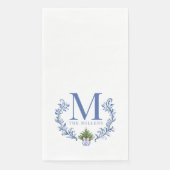 Serviette En Papier Cimetière Monogramme Bleu avec arbre de Noël (Devant)